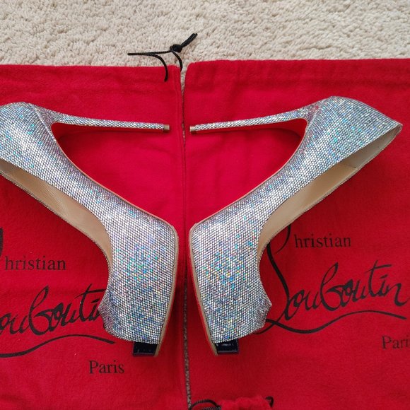 Christian Louboutin NEW VERY PRIVE 120 GLITTER DISCO BALL heels 35.5 like new - Picture 8 of 16